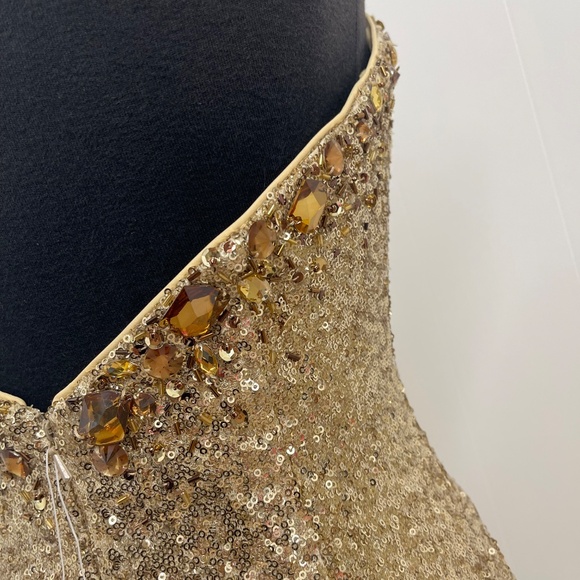 Val Stefani Moonlight Design Gold Sequin Strapless Gown Size 8 Prom Pageant NWT - Picture 12 of 13